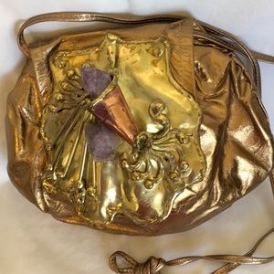 Bronze Leather Gemstone Purse